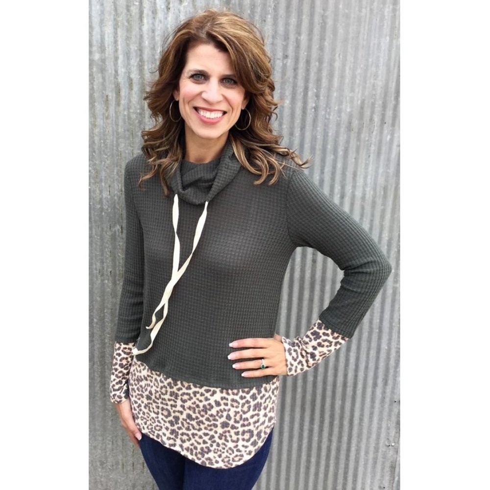 animal print contrast top